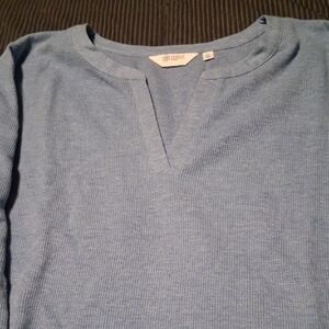 Light Blue Notch Neck Knit Top